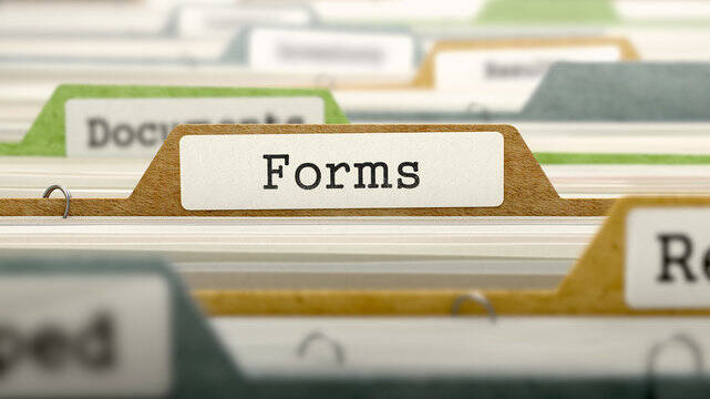 Tabbed file labeled Forms